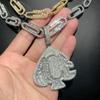 European & American Full Diamond Peach Heart Pendant: Trendy, Cool, Men's Hip Hop Fashion Accessory.