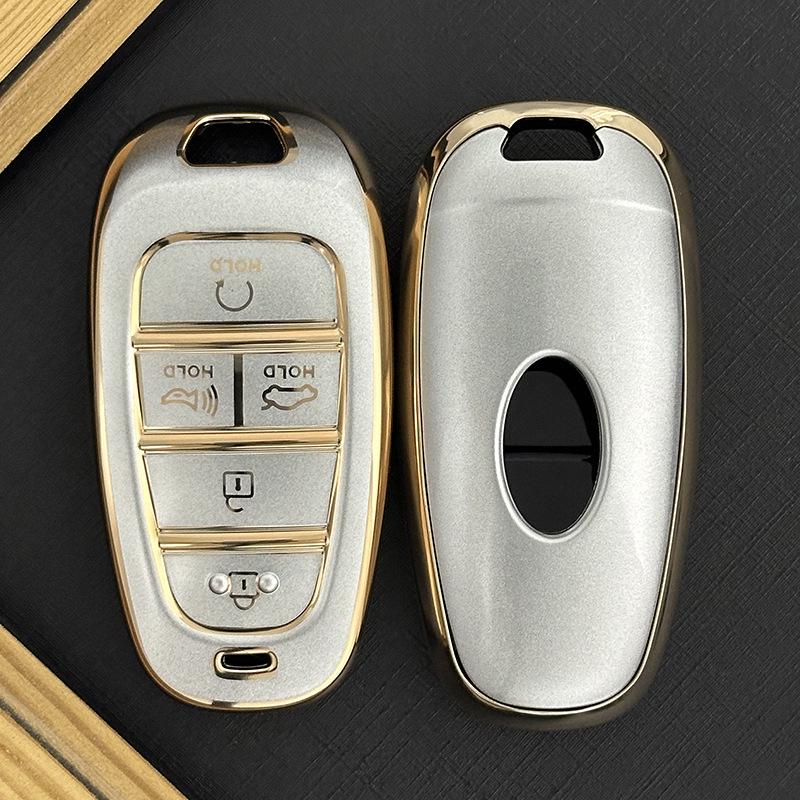 Modern TPU Soft Rubber Glitter Gold Car Key Case