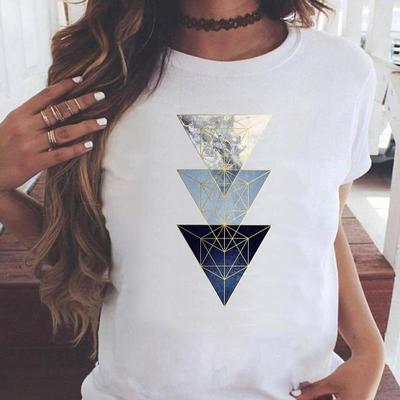 Geometrischer Trend 90er Jahre süßes schönes süßes Grafik-T-Shirt mit Print, Damen-T-Kleidung, Sommer-Top, lässiges Kurzarm-Damenmode-T-Shirt