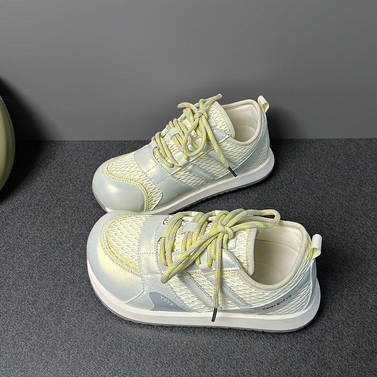 Echte weiche Leder-Mesh-Schuhe Damen atmungsaktive Mesh-Sneaker Damen 2025 neue Sommer-Damenschuhe lässige Plateau-Forrest-Gump-Schuhe