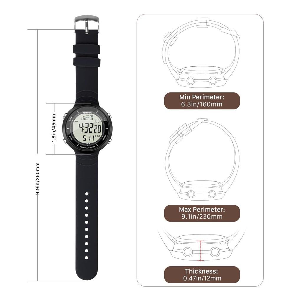 Multi-Function Sports Wristwatch 100M Water Resistant for Men Swimming Diving Surfing Alarm Calendar Stopwatch Dual Time 12/24 Hour Display