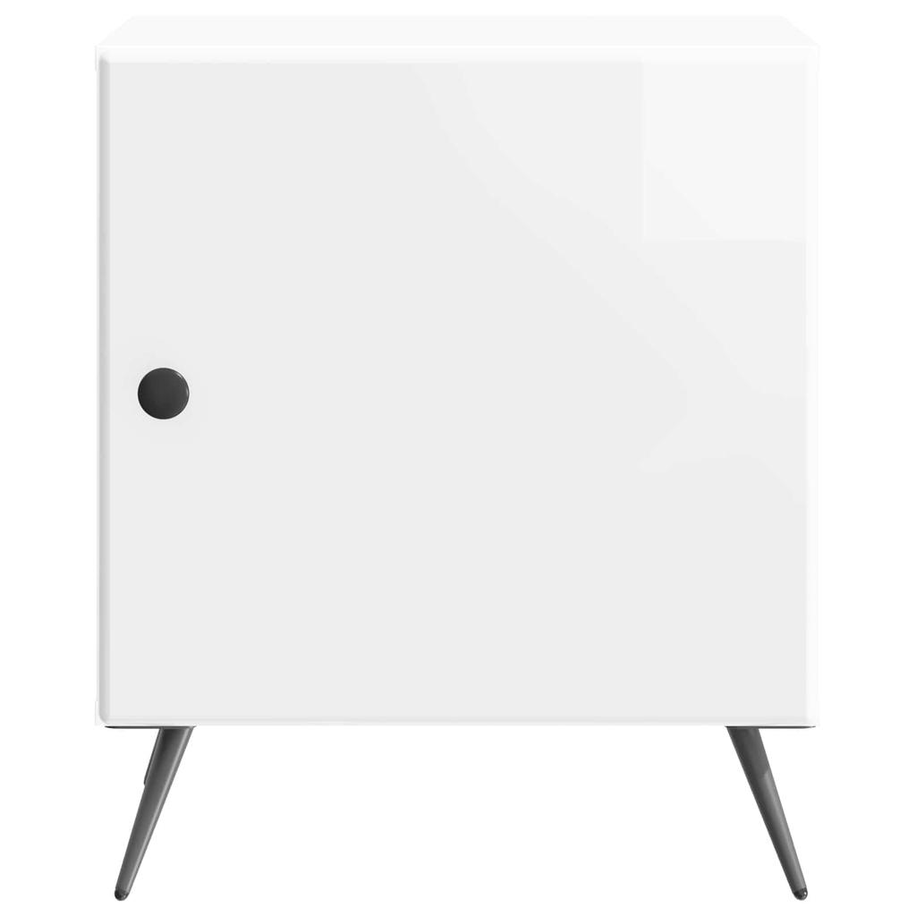 Nightstand High Gloss White 43 x 34.5 x 50 cm Particleboard