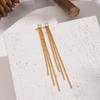 Xia Ling Zircon-Inlaid Chain Tassel Earrings In Stainless Steel