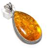 Baltic Amber Gemstone Handmade 925 Sterling Silver Jewelry Pendant 2.88" v7C46