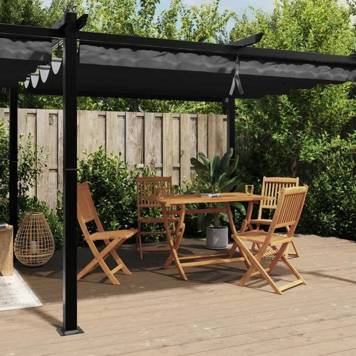 VidaXL Tonnelle avec toit rétractable anthracite 3x6 m aluminium, tonnelle de jardin, tonnelle de patio, pavillon de jardin, 3217062