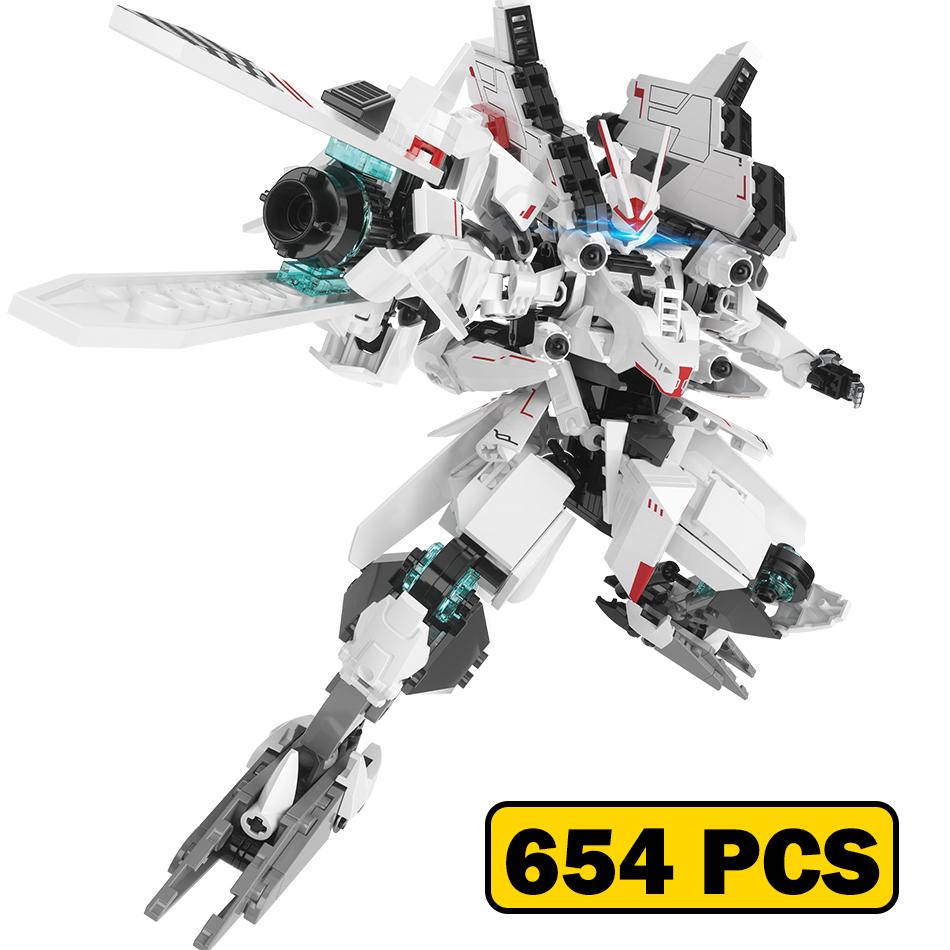 654 PCS MOC Super Mecha Champions AURORA Model Building Blocks Anime Game Mechanical Armor Robot Assembly Bricks Toys Kids Gifts