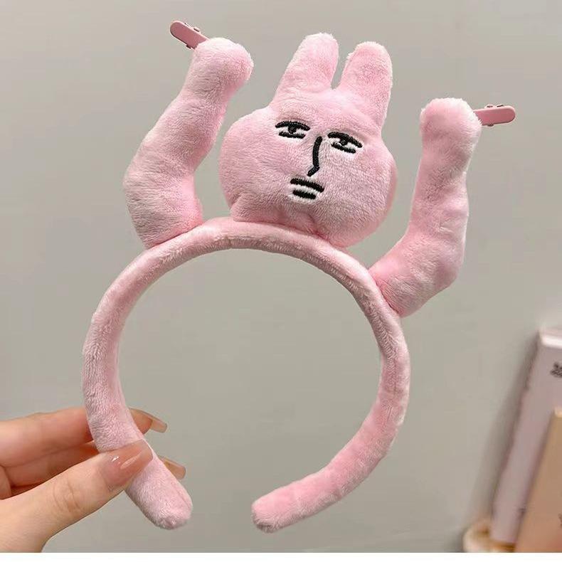 2024 Korean Cute Pink Rabbit Headband & Hair Clip Set