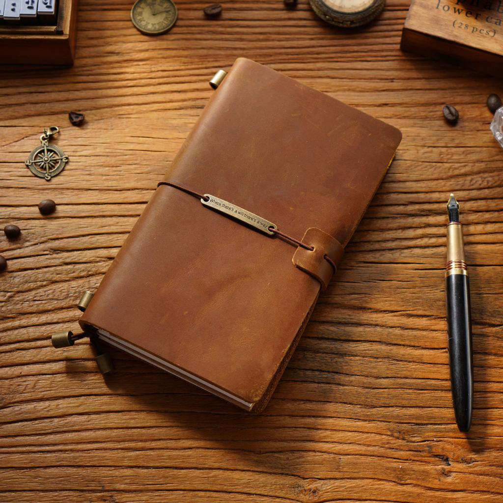 2026 First Layer Cowhide Notebook Genuine Leather Retro Travel Notebook Handmade Loose-leaf Notepad Diary Spot