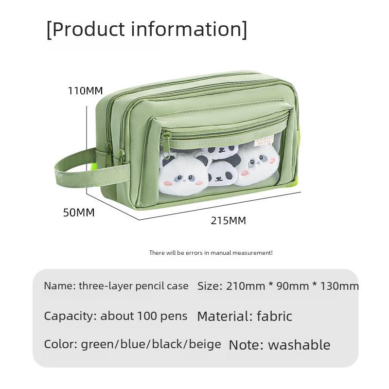 2024 Large Capacity Transparent Pencil Case for Girls: Perfect for Elementary and Junior High Students