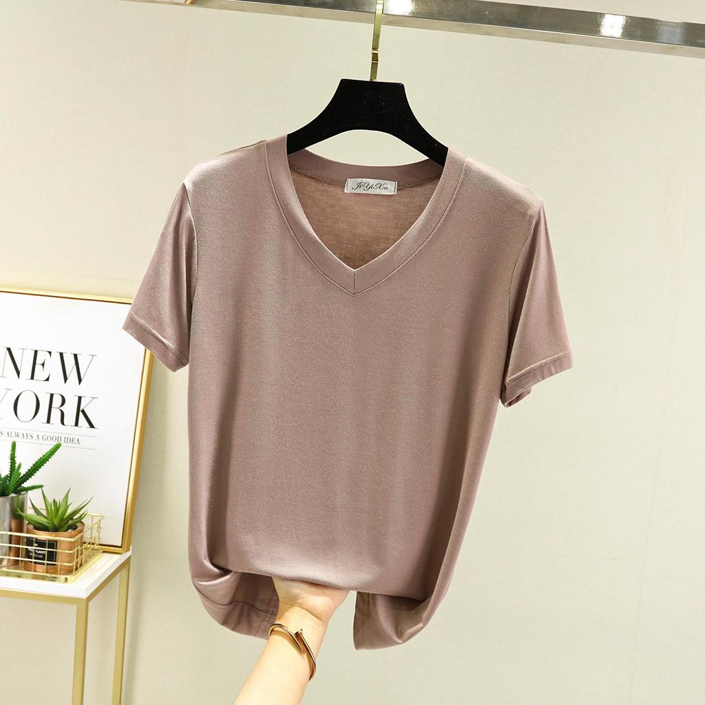 2025 Women's Modal V-neck Slimming Short Sleeve Cotton Top