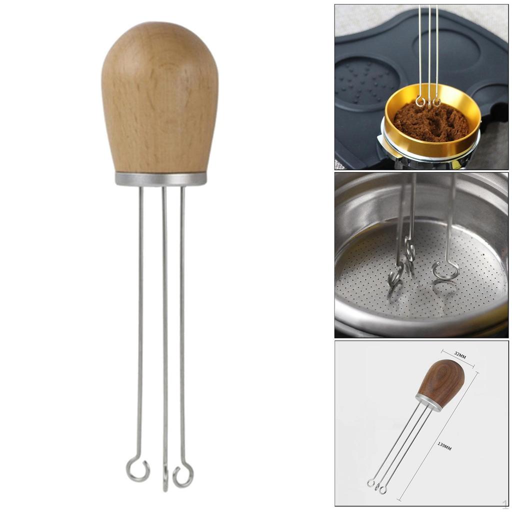 Wooden Coffee Tamper Espresso for . Stainless Steel Flat with Height Adjustable Handle