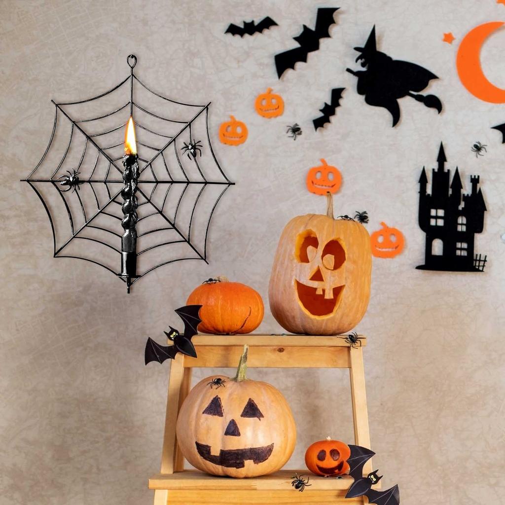 Web Candles Holders, Spiderweb Taper Candle Holder Sconce, Spiderweb Taper Wall Mounted Candle Holder For Halloween Festival Decorations