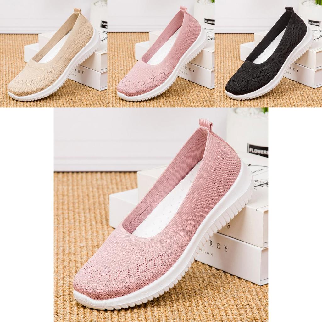 Stylish Knitted Casual Sneakers Women's Breathable Hollow Mesh Shoes