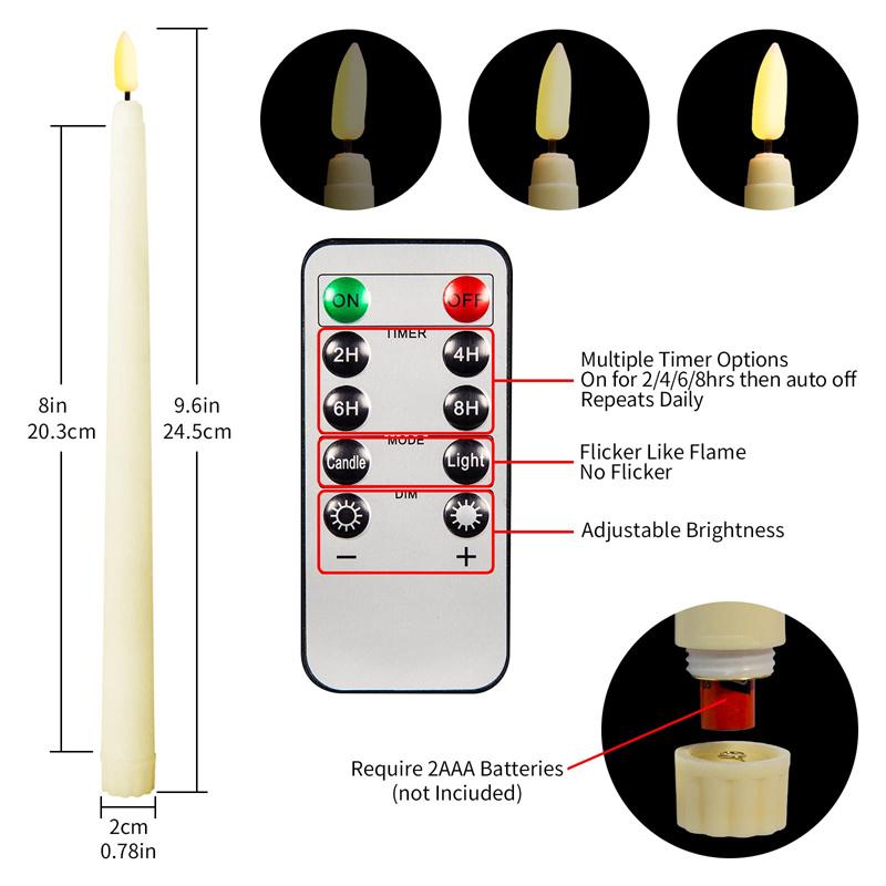 6/12pcs LED Flameless Taper Candles Flickering Electric Long Candle Light Dinner Candle Candlesticks Decor Party Wedding Home