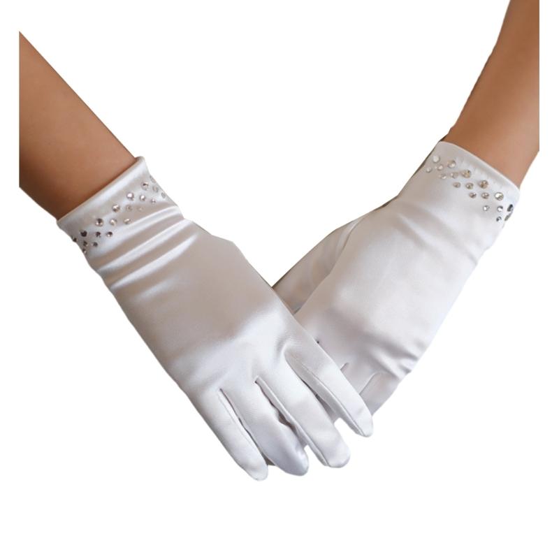 Wedding Crystal Gloves Wedding Gloves Party Supply Bridal Gloves for Concert Full Finger White Gloves