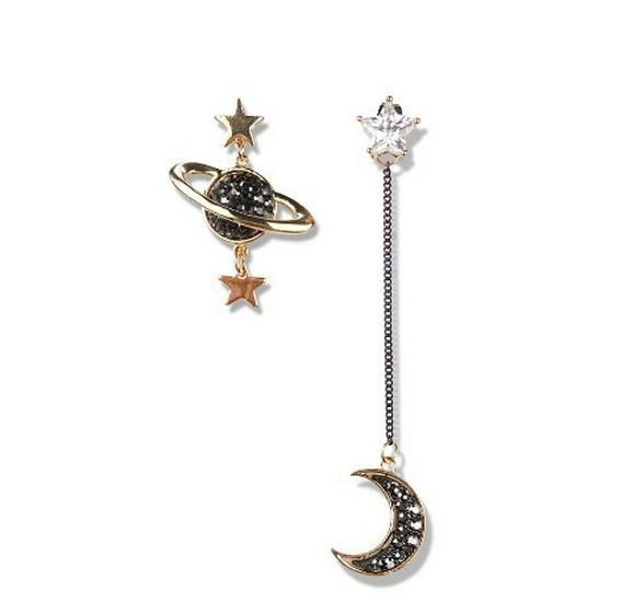 Rhinestone Crystal Star Moon Planet Stud Earrings