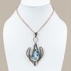 K2 Blue Azurite Handmade Copper Wire Wrap Jewelry Pendant 3.98" l5W67