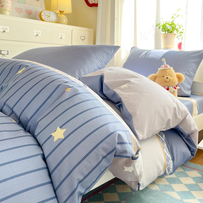 Class A 100% Pure Cotton Student Dormitory 3-Pcs Set Maternal And Infant Grade Cotton Skin-Friendly Small Floral Bed Sheet Quilt Set4-Pcs Set