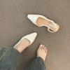 Low-heeled bag head sandals female gentle evening nude pointed lady thick heel empty temperament single shoes