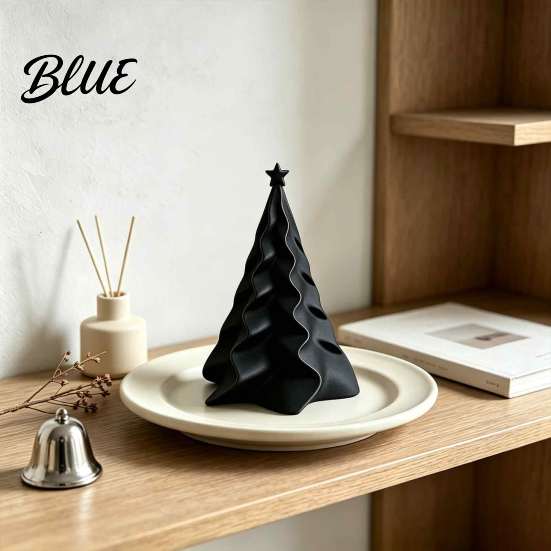 Unique Holiday Window Accents 3D Printed Pleated Christmas Tree Ornament, Small Wavy Desktop Gift for Friends Decoration with Star Topper Home Office