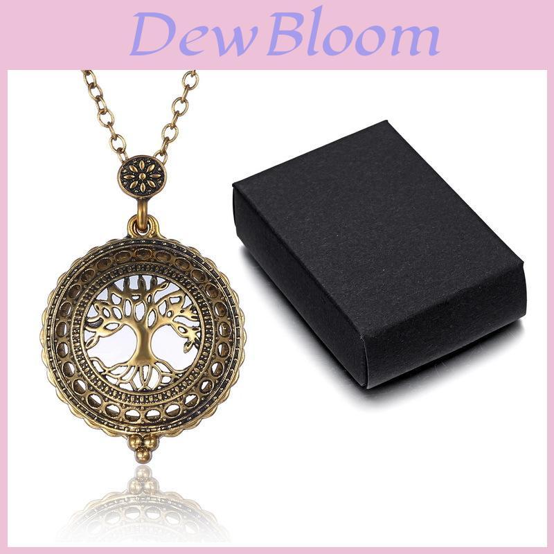 Vintage Magnifying Tree Pendant Necklace With Alloy Material For Stylish Women And Men