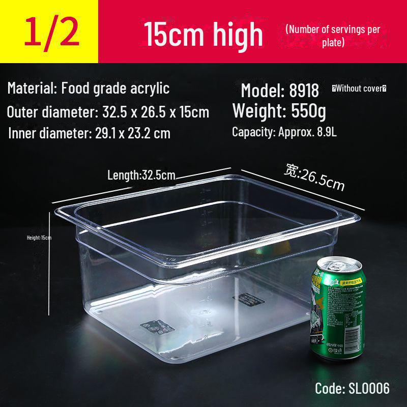 Transparente rechteckige Acryl-Heißtopfschale und Frischhalte-Obst-Auslagebox