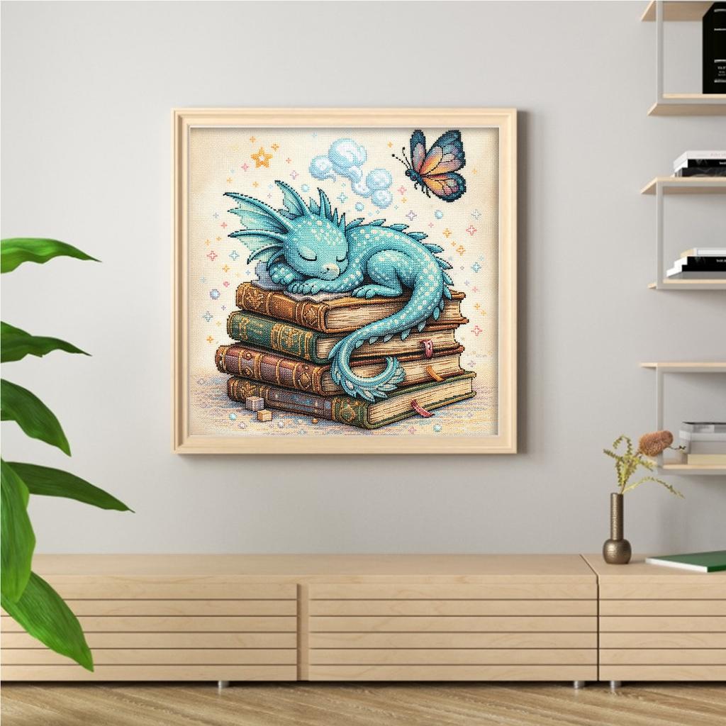 Dragon Full 14CT DIY Stamped Cross Stitch Kits for Beginners Adults Home Wall Decor Embroidery Needlepoint Starter Kits 40x40cm