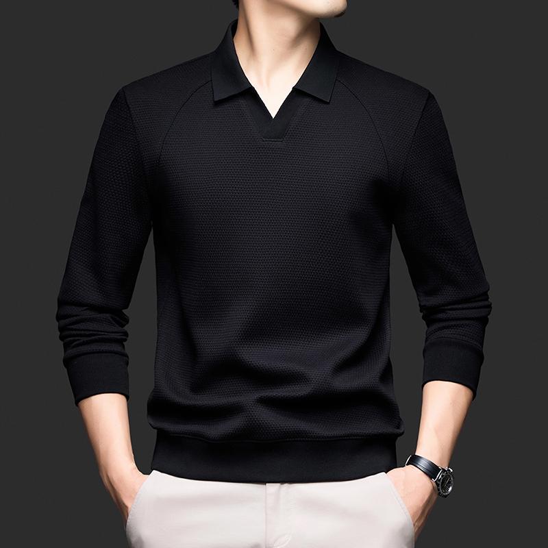 

Men S Printed V-Neck Long Sleeve Hoodie Luxury Brand Spring Autumn Solid Color Casual Trend Comfort Lapel T-Shirt Men S Clothing XL&Pack of 1 чёрный