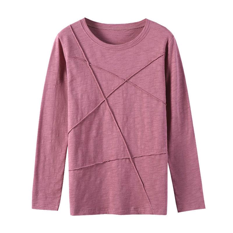 2025 Women's Loose Long Sleeve Bamboo Cotton T-Shirt - Plus Size Versatile Undershirt Top
