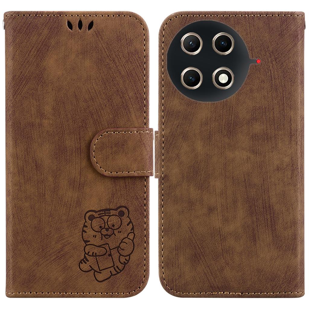 For TECNO Camon 30S 4G/30S Pro 4G Wallet Case Tiger Imprint Leather Shockproof Phone Cover with Wrist Strap