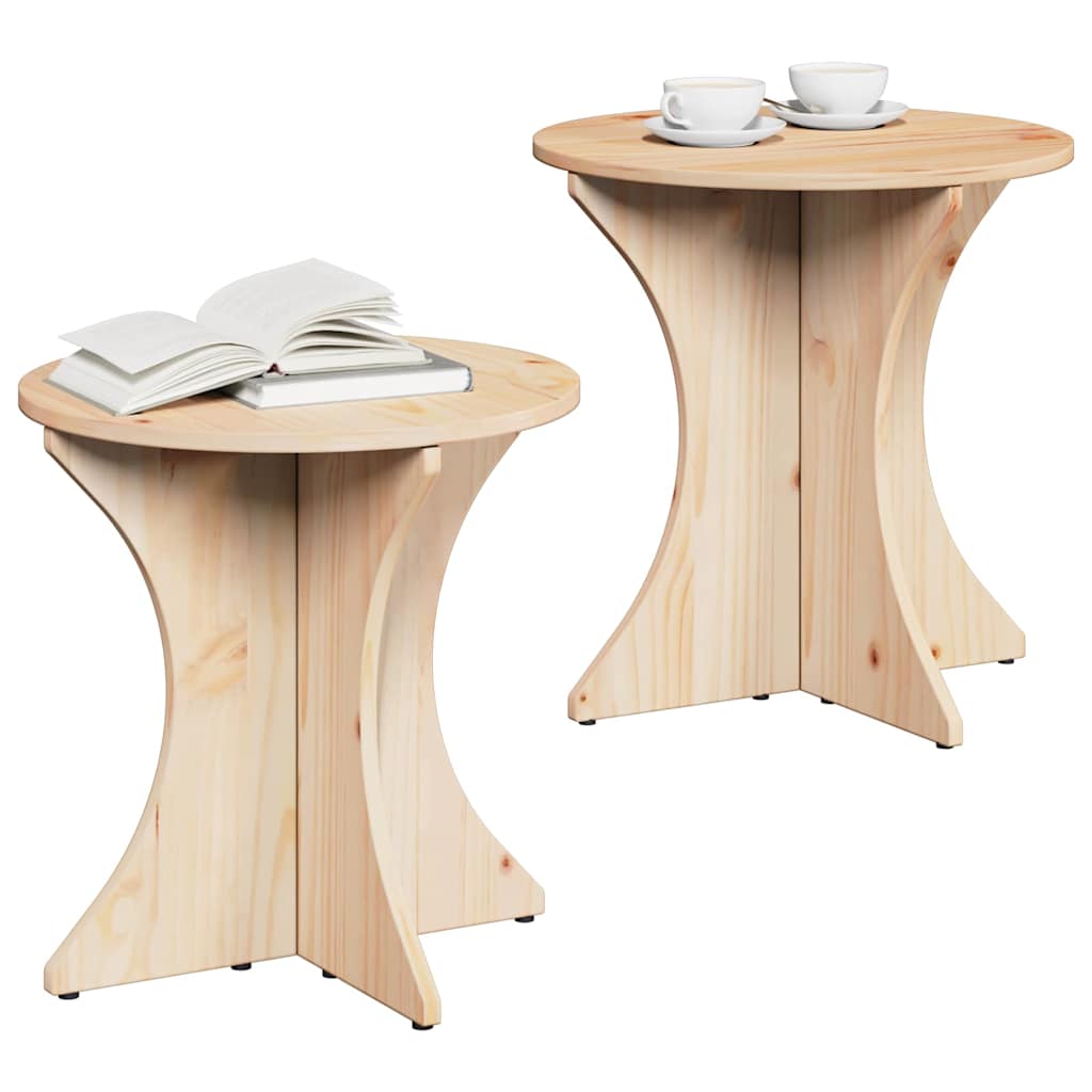 Coffee Table Set 2 pcs Natural Solid Pine Wood