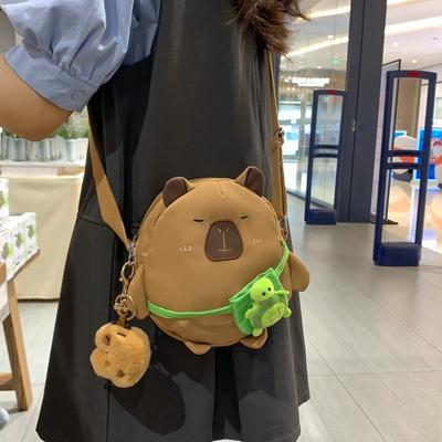 Mochila pequena transversal fofa de verão feminina nova desenho animado engraçado capivara bolsa de ombro personalizada para menina bolsa de celular
