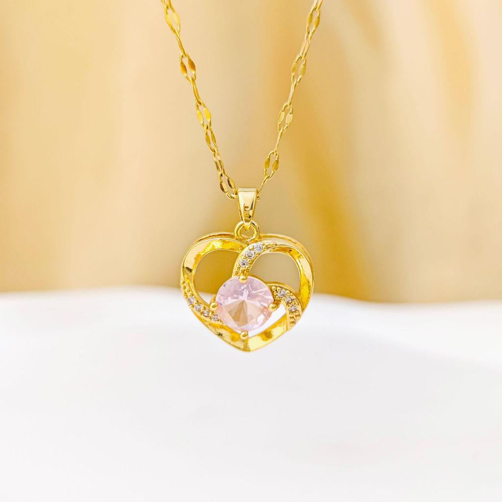 Luxury Heart-Shaped Zirconia Necklace for Women - Elegant Style, Collarbone Chain