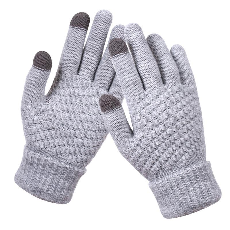 Gloves Winter men and women couples fleece thickened wool non-slip riding finger cold-proof knitted warm gloves