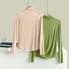 Women Bottoming Tshirt Autumn Winter Mock Neck Slim Tee Shirt Solid Basic All Match Tops Undershirt