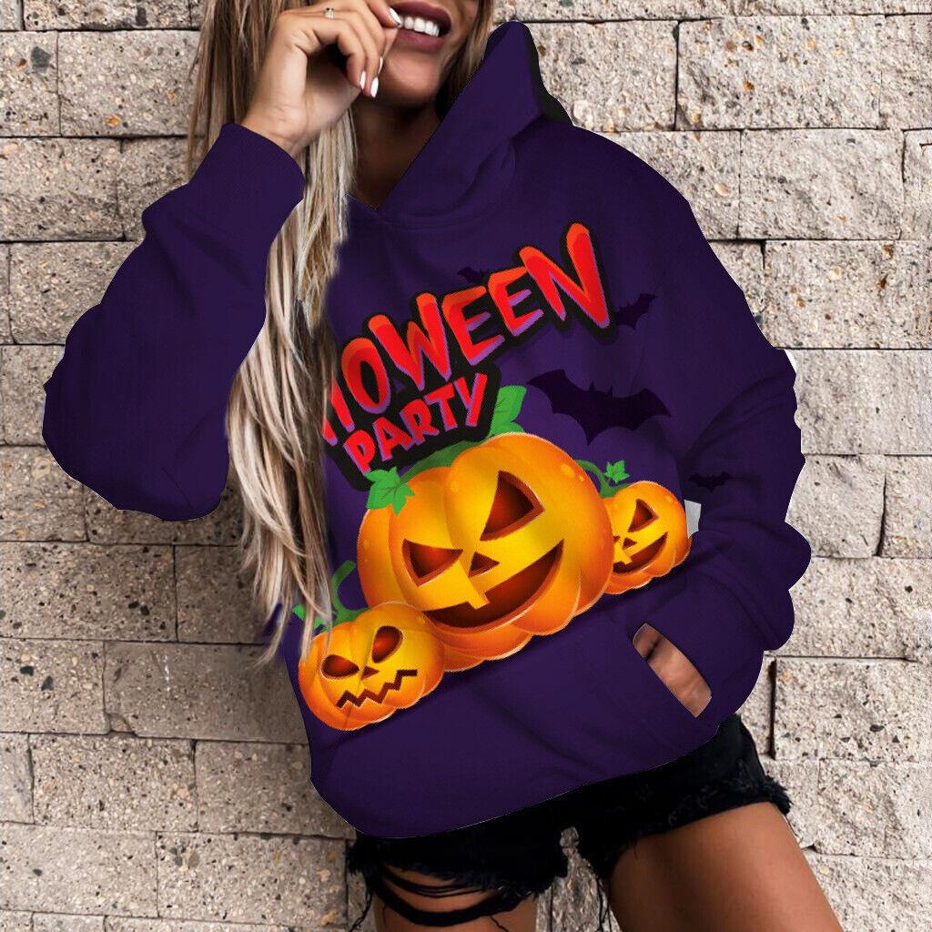 Autumn 3D Pumpkin Printed Hoodies Fashionable Casual Sports Long Sleeved Women's Hooded Sweatshirts