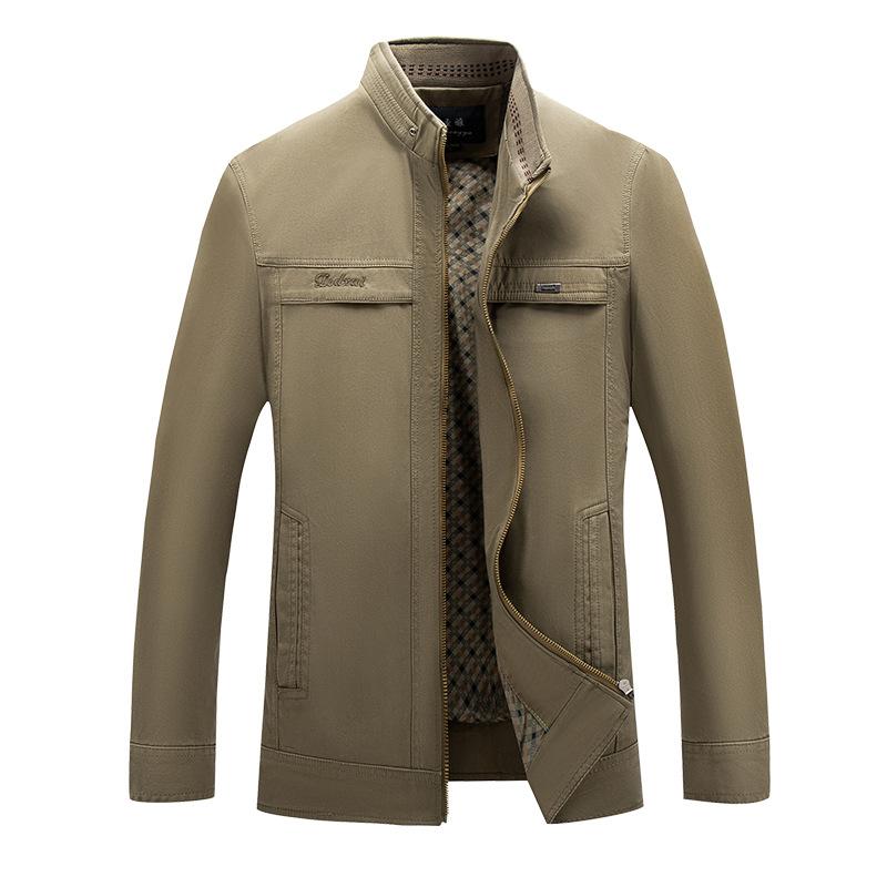 Cotton Jacket Middle-aged and Elderly Pure Cotton Loose Jacket Stand-up Collar Men's Spring and Autumn Coat Middle-aged Dad Clothing Spring and Autumn