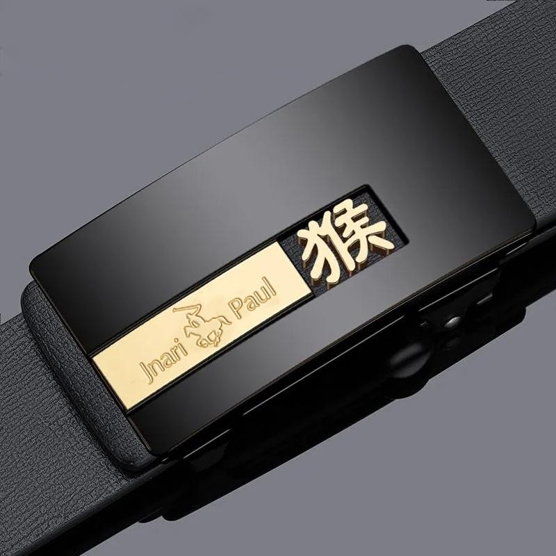 Men's Genuine Leather Automatic Buckle Casual Versatile Leather Belt Men's Middle Aged and Young Business Trousers