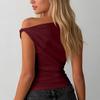Women Elegant Ruched Sleeveless Casual  Going Out Tops Blouses Off The Shoulder Shirts