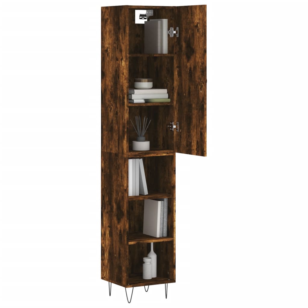Highboard in Smoked Oak Finish 34.5 x 34 x 180 cm Engineered Wood