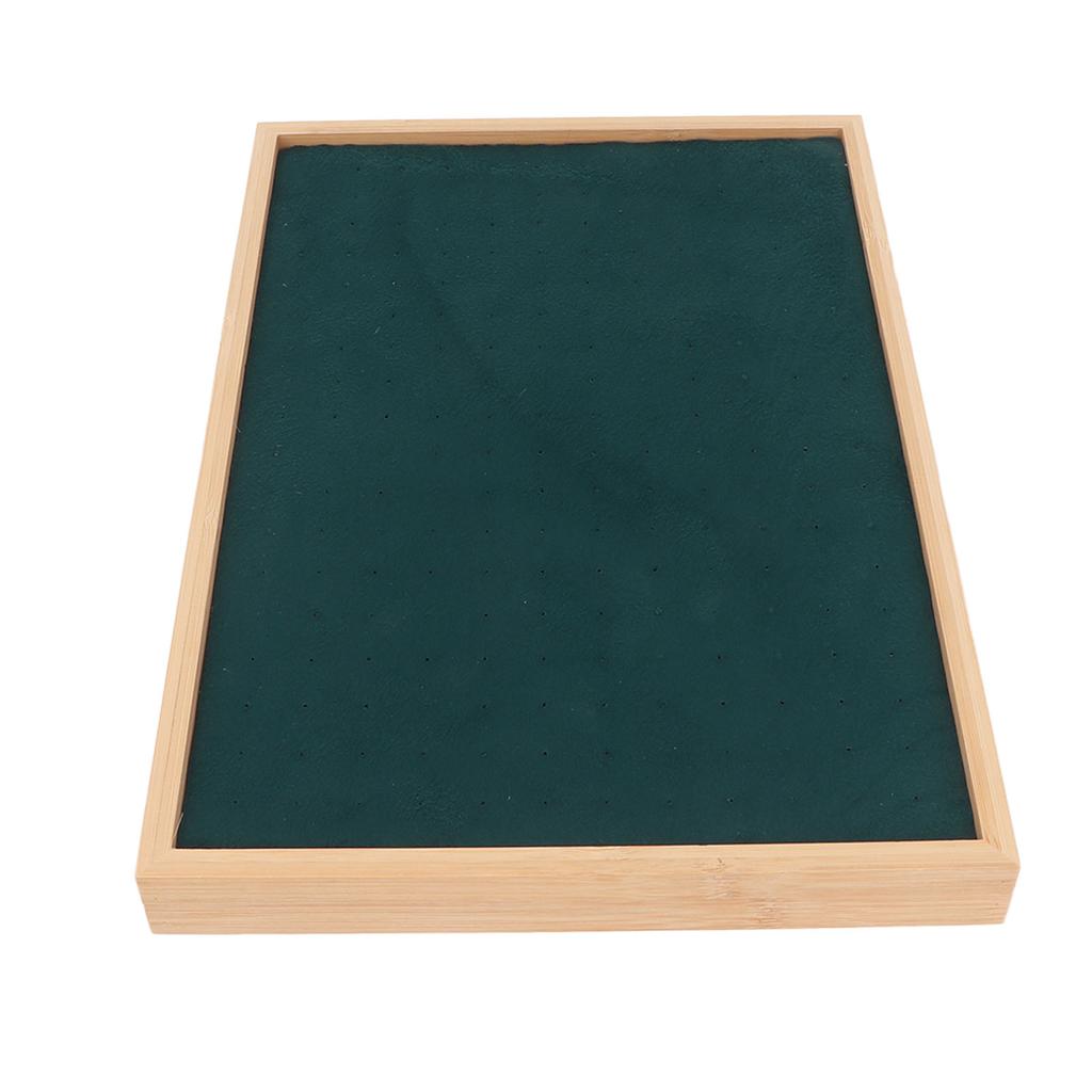 Ear Stud Tray Flannel Wood 216 Holes Lightweight Elegant Luxury Jewelry Storage Case Green