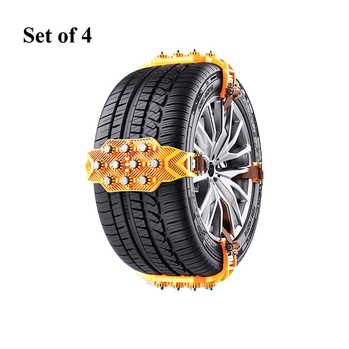 

New Car Anti-Skid Chains[4pc]Compatible with 15-20 Inch Wheel Sizes-Interlocking Pattern for Enhanced Traction for Sedan, SUV, Truck 4 Packs (including Installation Wrench) жёлтый