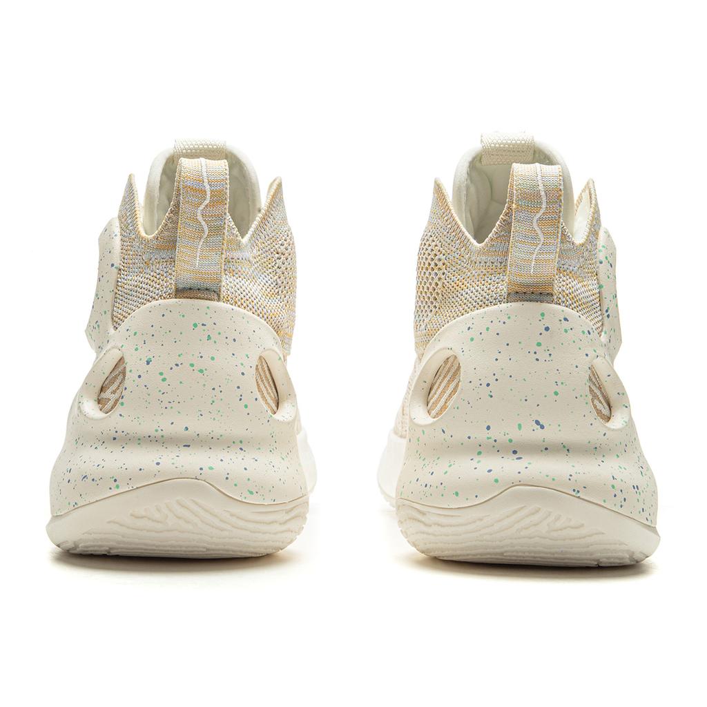 New LiNing Charming ULTRA Anti Slip Wear Resistant Mid Top Basketball Shoes Men's Champagne White ABAU003-14