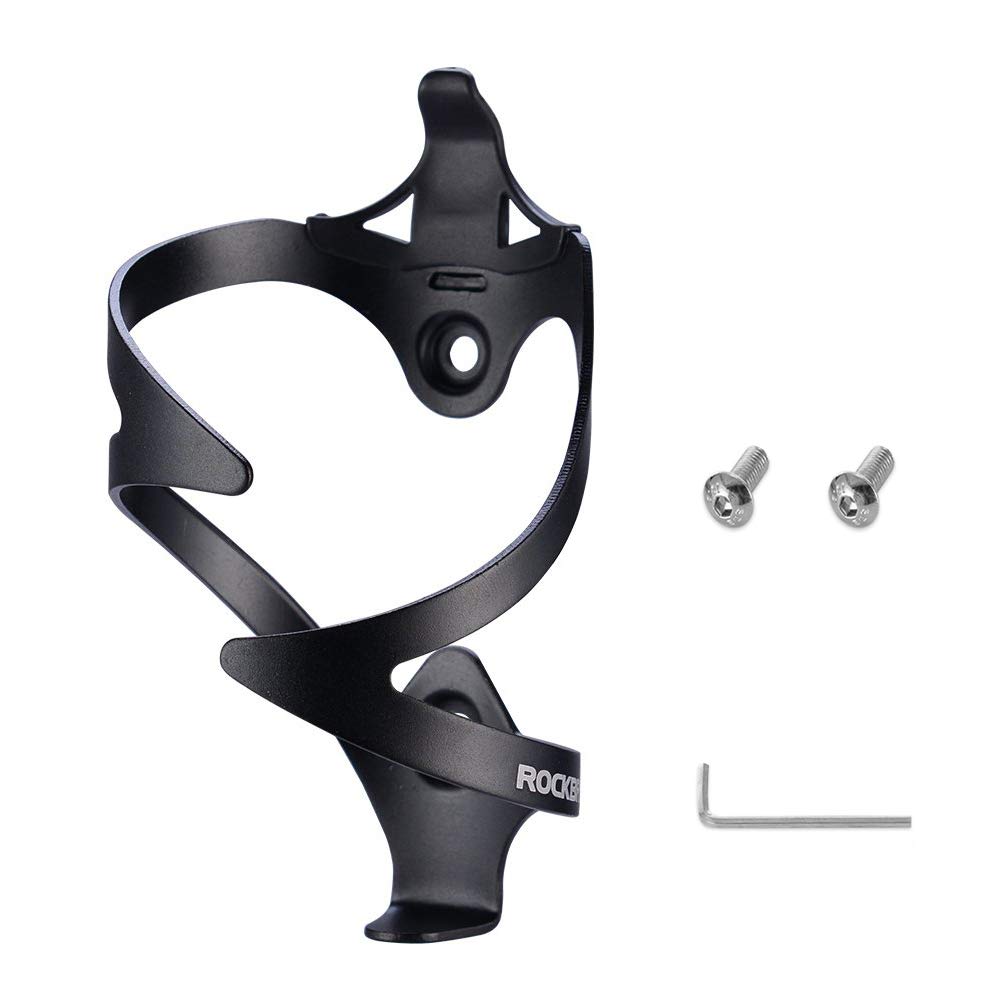 ROCKBROS Bicycle Drink Bottle Cage for Road Aluminum Lightweight and Fits PET and Tool Bottles Holder, Bikes, Alloy, Durable, (Black)