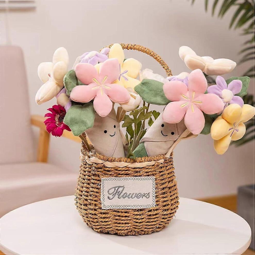 Schattige Bloemenboeket Pop, Kawaii Lachende Bloemen Pluche Knuffel, Pluche Knuffels Zoete Cadeaus voor Vrouw, Vriendin en Moeder