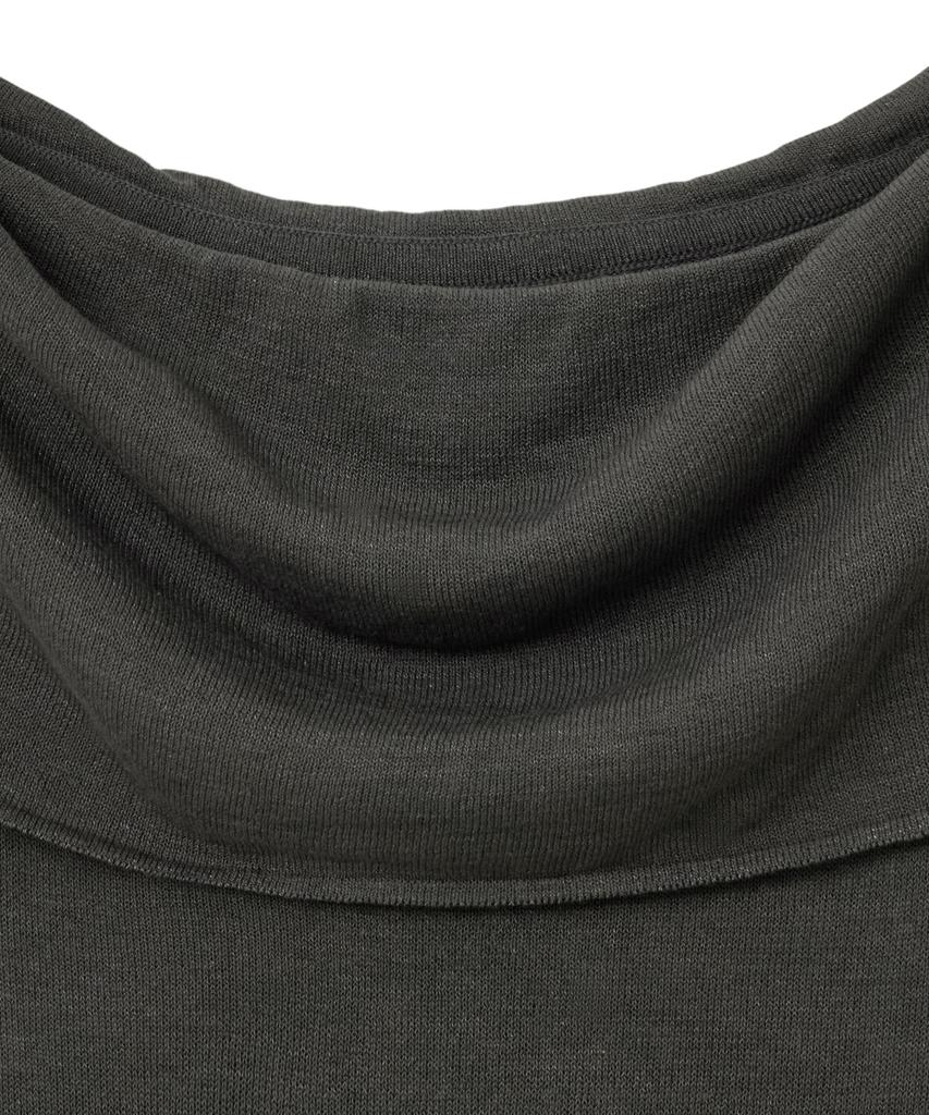 NOIRER FOR WOMAN Linen Off-Shoulder Knit (Charcoal)