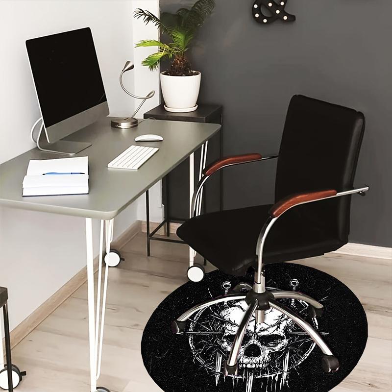 

1pc Office Carpet Chair Mats Skull with Crown of Thorns Perfect for Decorating Office Chairs, Living Rooms, Or Bedrooms.YDT188 80cm by 80cm