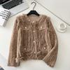 Autumn Winter Women Luxury Beading Furry Knitted Christmas Sweater Cardigan Coat Tops for Girl