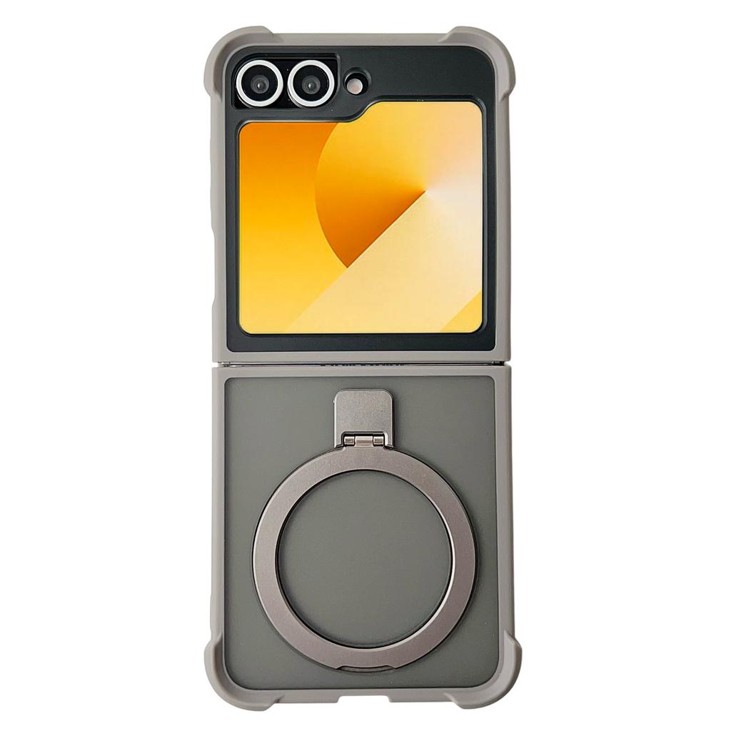 Pro Samsung Galaxy Z Flip6 5G Magnetické pouzdro Stojánek Nárazuvzdorný Matný PC+TPU Kryt na telefon