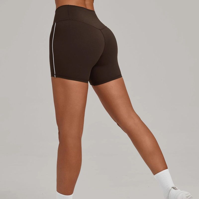 Fashion Nude Feel Patchwork Brushed Shorts High Waist Slimming and Tight Sports Running Belly Contracting Hip Raise Fitness Pants Can Be Outwear
